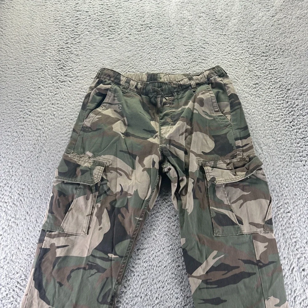 Wrangler Pant Boys XL Green Cotton‎ Camouflage Cargo Jogger Tapered Stretch Army
